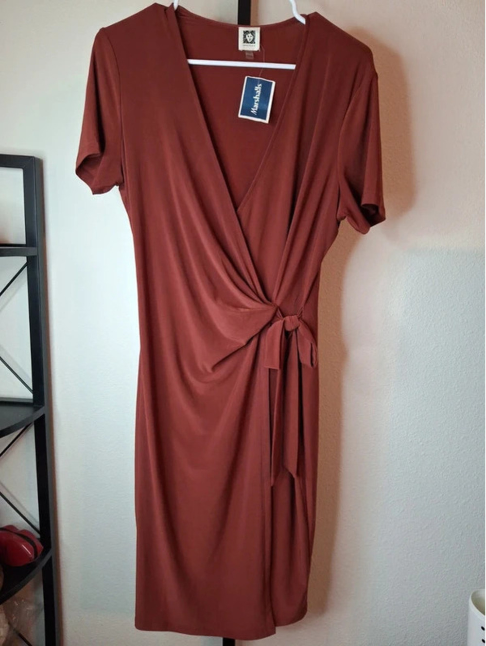Anne Klein short-sleeve faux-wrap dress size 10